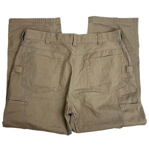 Duluth Trading Co Men’s Carpenter Flat Front Pants Khaki Relaxed 37x28 EUC - Picture 4 of 9